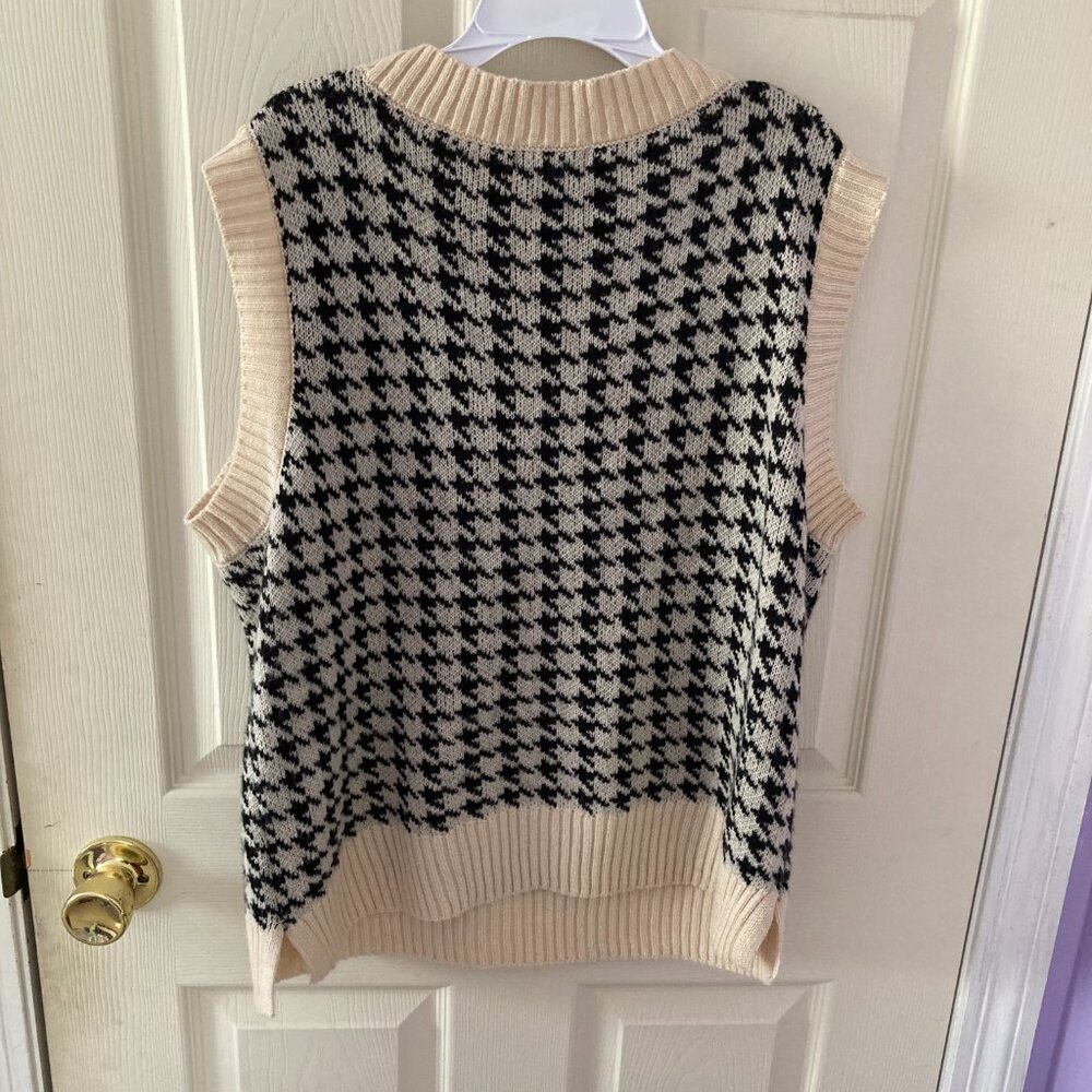 Women Sweater Vest Hounds Tooth Size Medium Ultra Flirt - Picture 4 of 4